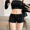 VIONA Hot Chic High Waist Denim Shorts - American Vintage Bodycon Lace-Up Sexy Summer Hot Pants Curve Hugging Y2K Outfit Black