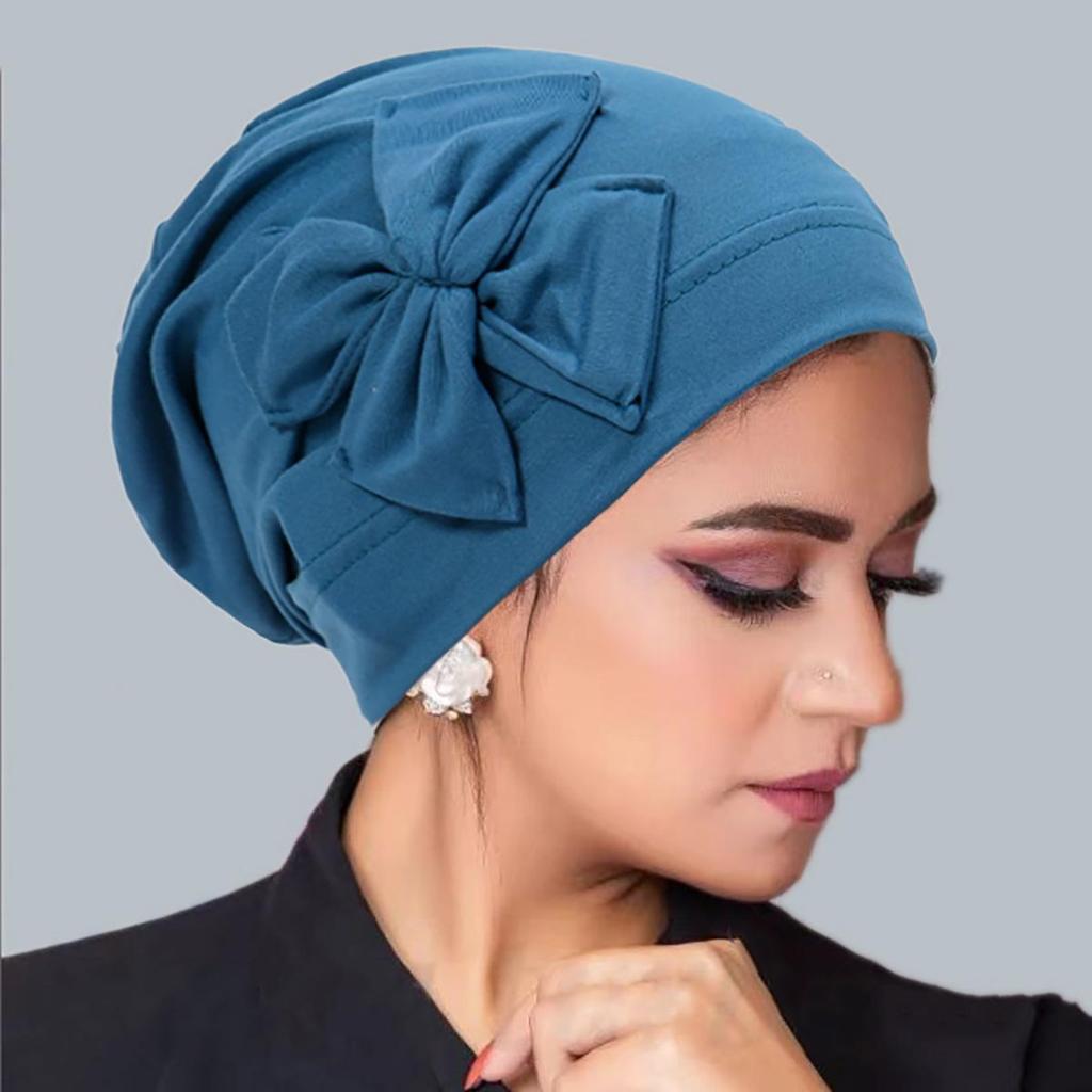 Muslim Women Inner Hijab Hat Bowknot Turban Indian Bonnet Headscarf Beanies Hair Loss Head Wrap Chemo Cap Turbante Mujer