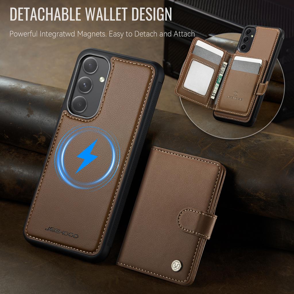 For Samsung Galaxy A54 5G Case JEEHOOD J09 RFID Blocking Card Holder Leather Back Phone Cover Magnetic Case