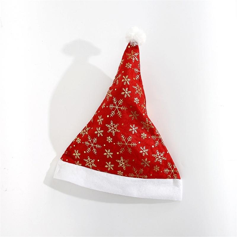 Cosplay Santa Hat Holiday Christmas Hat for Adult Unisex Gild Snowflake Pattern Christmas Hat for New Year Adult Teens