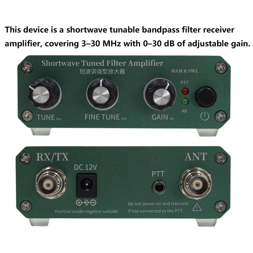 SWL Shortwave Listening Amplifier with 0-30dB Adjustable Gain HF Receiver Preamp for HAM Radio & SWL Shortwave Listening