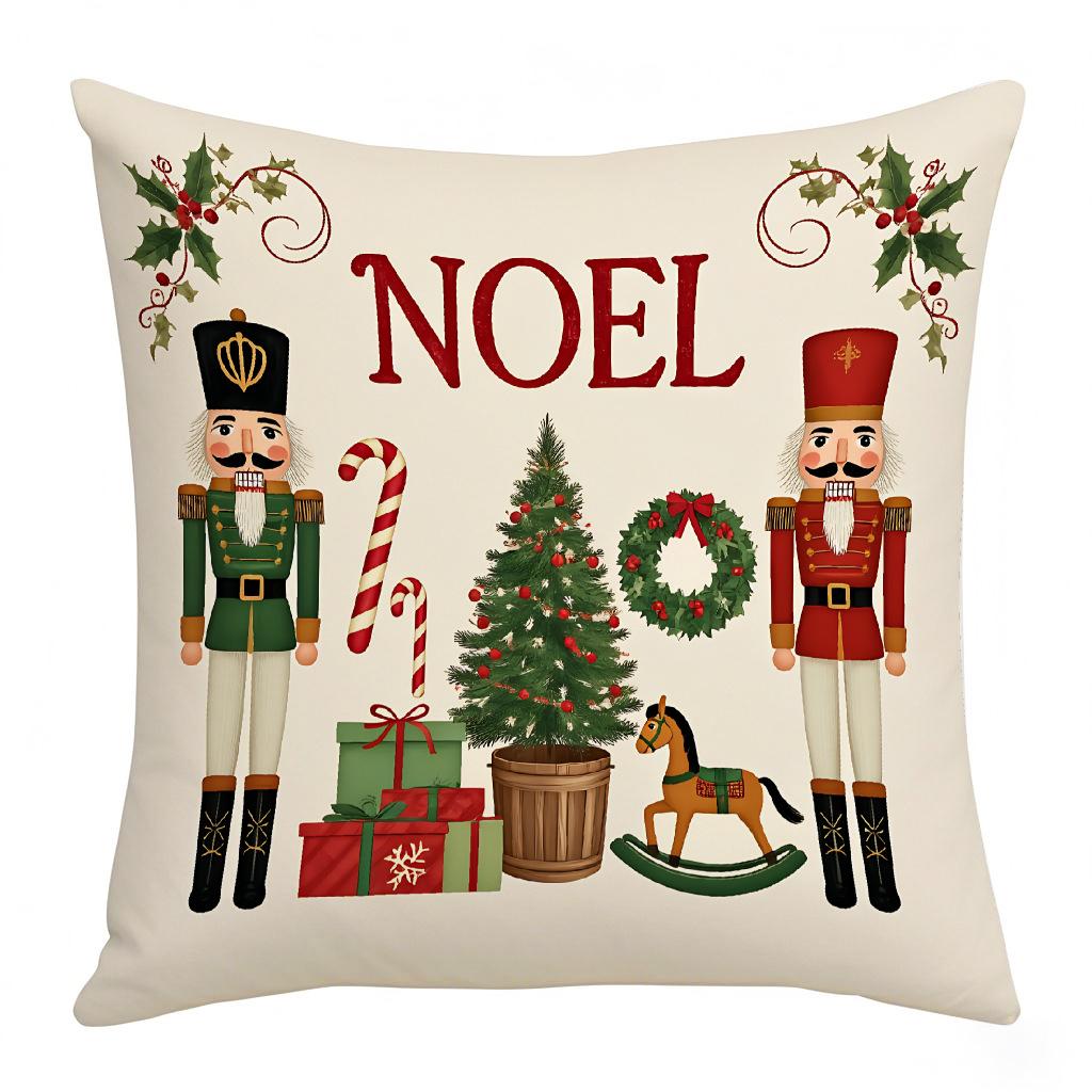 Christmas White Cartoon Christmas Decoration Combination Christmas Tree Festive Atmosphere Elements Living Room Bedroom Home Cushion Cover