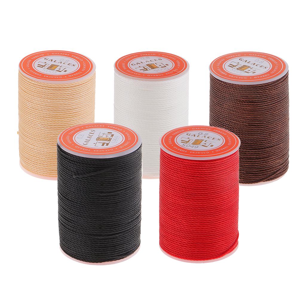 0.8mm Diameter Leather Craft Needlework Sewing DIY Round Cord Linen Thread Cord, 5 Pieces