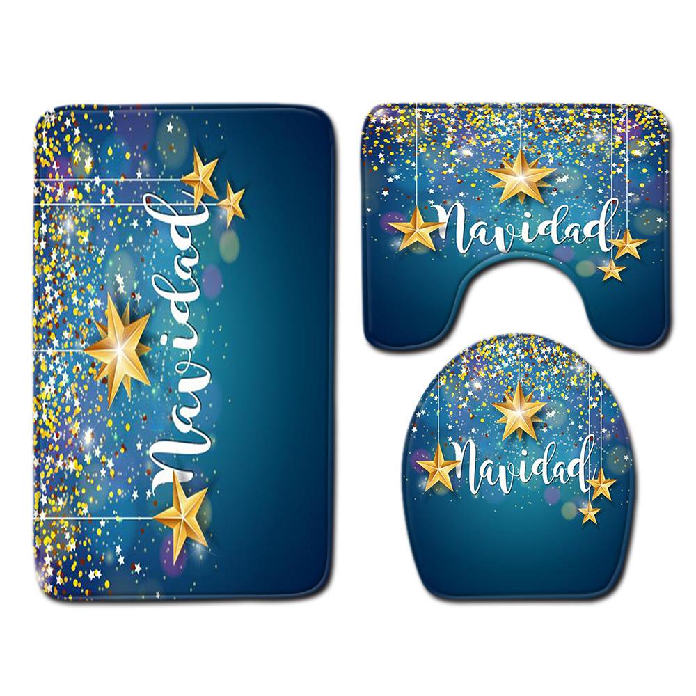 Christmas Bathroom Floor Mat Toilet Three-Piece Set