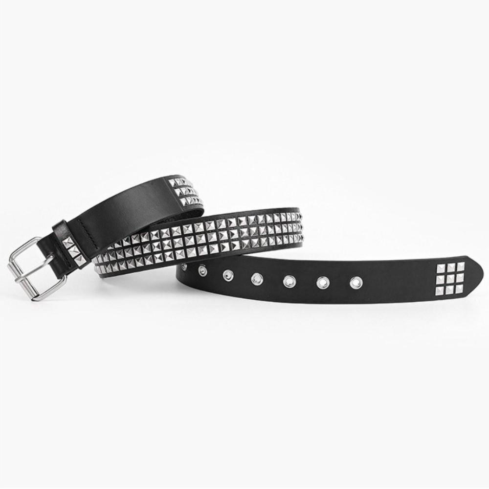 Vintage Metal Gothic Waistband PU Leather Y2K Pyramid Belt Fashion Punk Rivet Belt  Male Female Use
