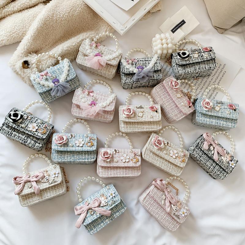Stylish Princess Mini Handbag For Kids With Charming Pearl Accents And Versatile Design