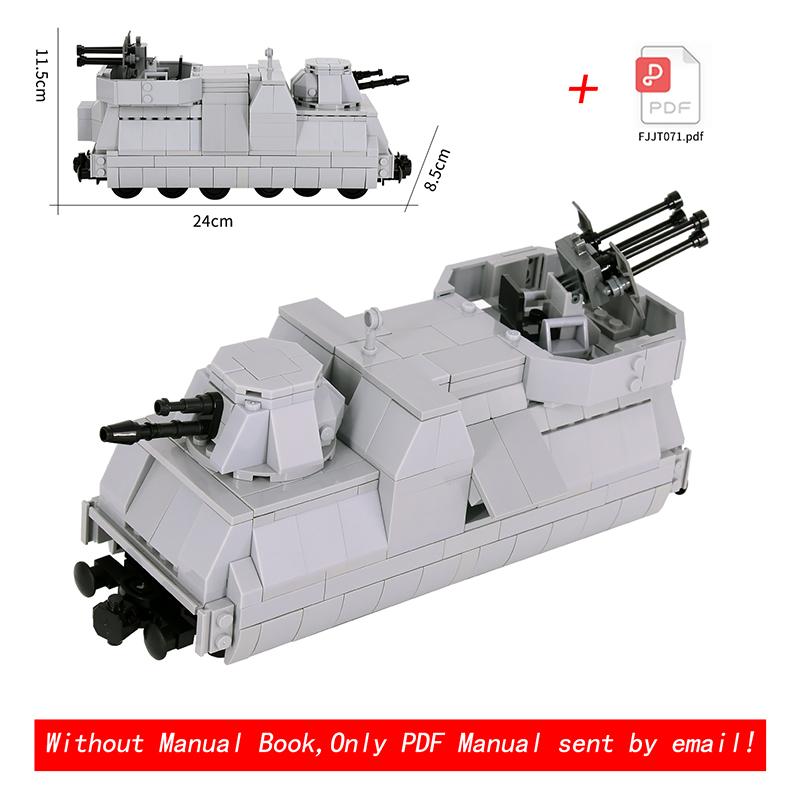 2025 Nový MOC Město Kreativní nápad Vlak Dělostřelecké vozidlo Stíhač tanků Stavební bloky Kostky Děti DIY High-tech Kreativní hračky