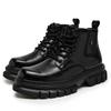 New Winter Lace Up High Top Sports Shoes Men's Windproof Boots Thick Soles for Height Increase