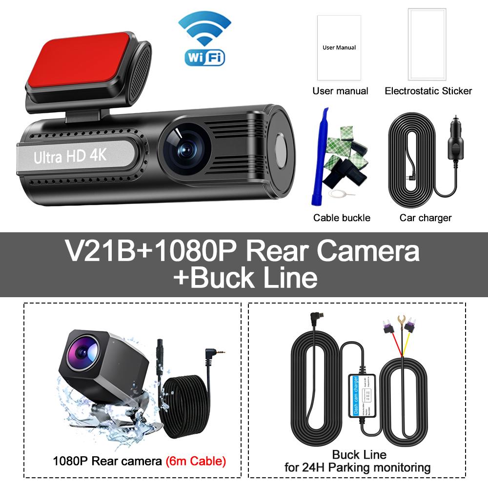 Ultra HD 4K Dash Cam For Car DVR 4K+1080P Front Rear Dash Camera With WiFi GPS 24h Parking Night Vision Video Recorder Black Box