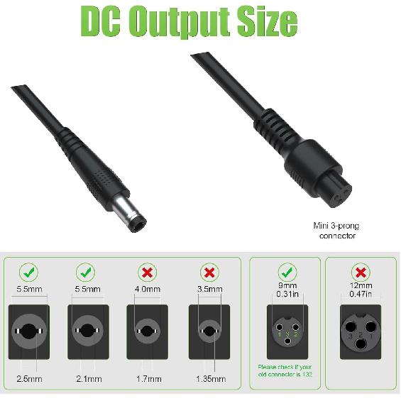 42V Compact Electric Scooter & Hoverboard Charger, UL Certified Safe, Powerful & Small with 2 Common Connecotors for Hover-1 Gotrax Jetson Etc.