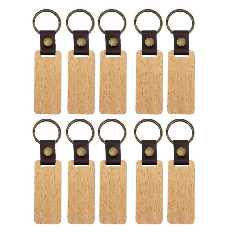 

10Pcs Personalized Wooden Keychain Vintage Car Key Accessory Engraving Keyring
