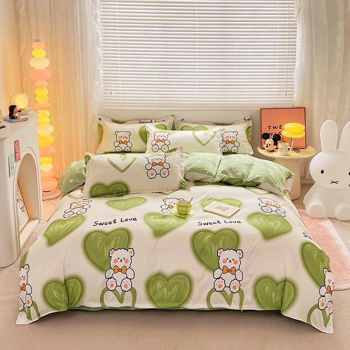 Cute Bear Duvet Cover Set Cozy Cartoon Bedding Set With Zipper Comfortable Breathable Reversible Comforter Cover For Girls Teens