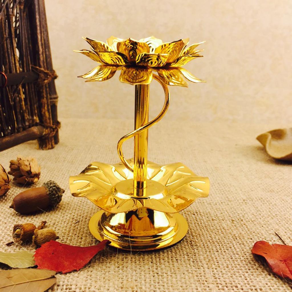 Decorative Candle Stand 4Inch Alloy Lotus Leaf Shape Perfect for Wedding Spiritual Buddhists Gathering Supplies