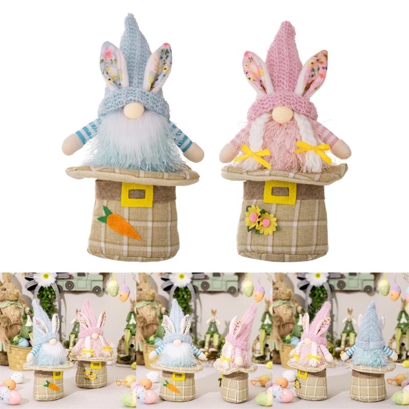 1pair Colorful Easter Rabbit Gnomes Figurine Unique Style for Festive Celebrations Spring Celebrations Home Indoor Decor