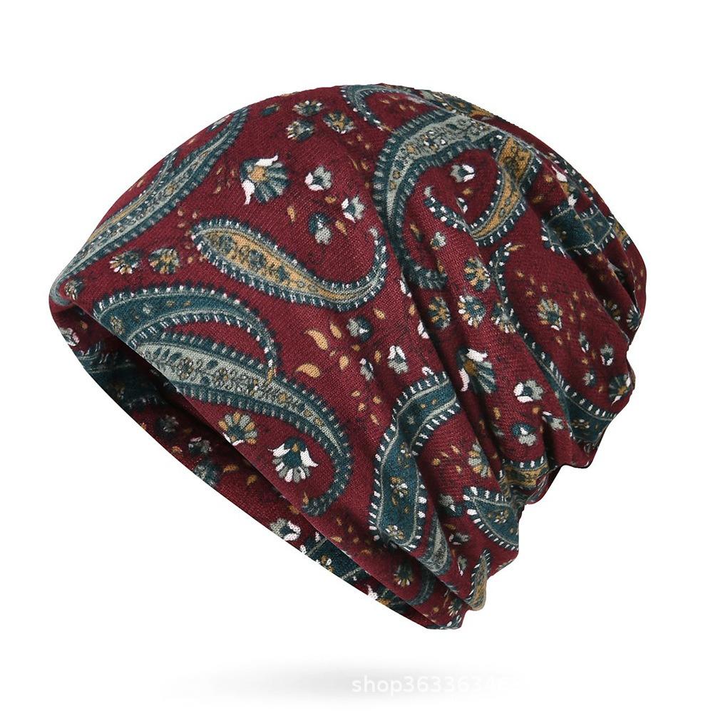 Multifunctional Turban Hats Plaid Print Casual Hedging Cap Autumn and Winter