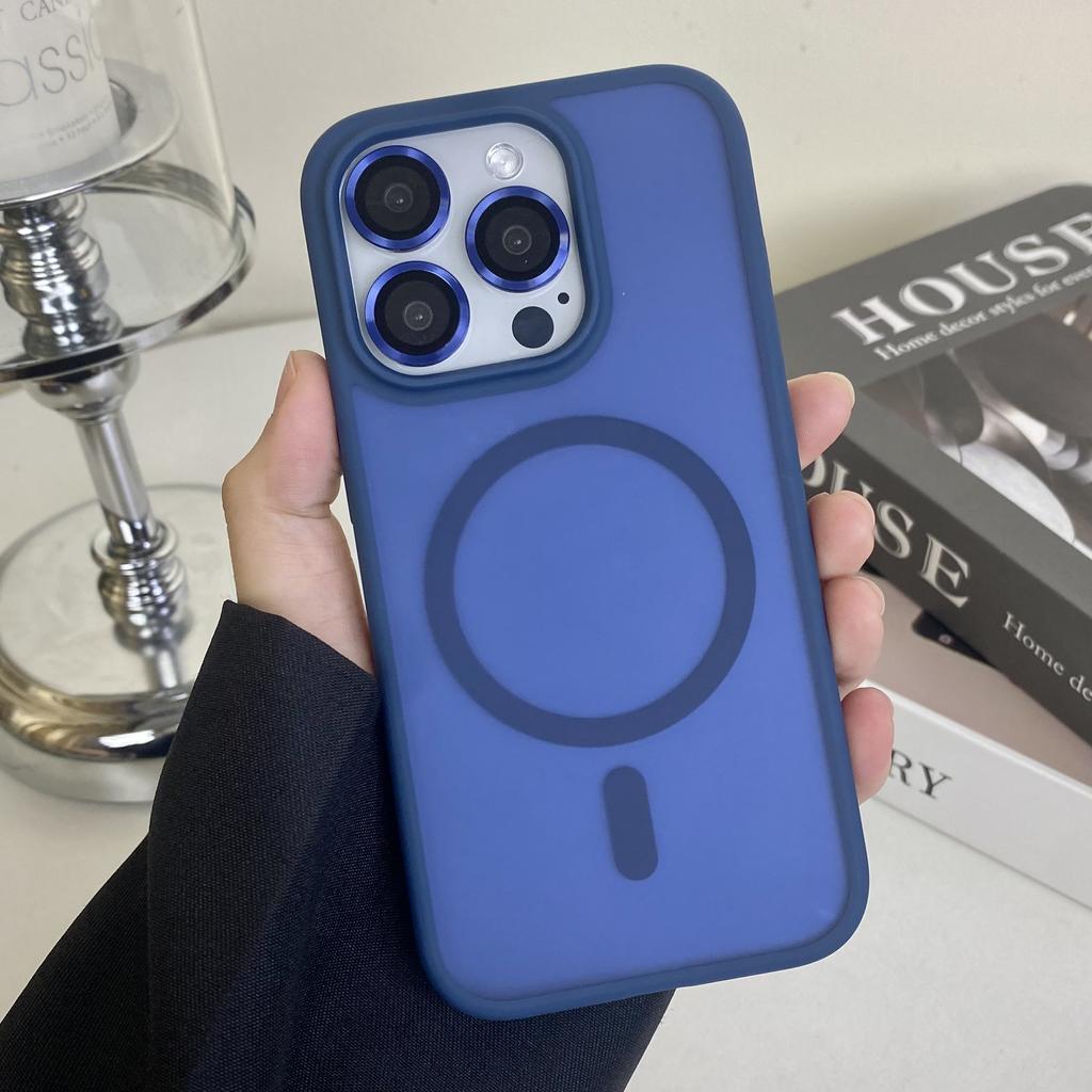 Magnetický nárazuvzdorný kryt MagSafe pro iPhone, ochranný plášť s bezdrátovým nabíjením, tmavý, pro iPhone 14 15 14Pro Max 13 Pro Max