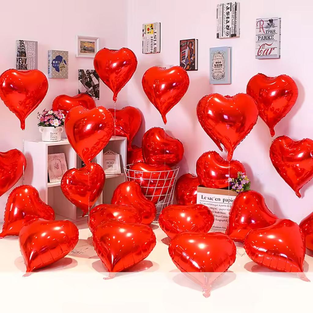 10pcs 18inch Rose Gold Red Pink Love Heart Foil Balloons Valentines Wedding Decoration Helium Balloon Birthday Party Supplies