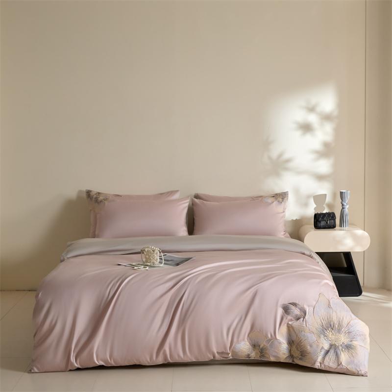 100% Egyptian Cotton Flowers Embroidery Luxury Bedding Set Single Double Queen King Duvet Cover Flat/Fitted Sheet Pillowcases