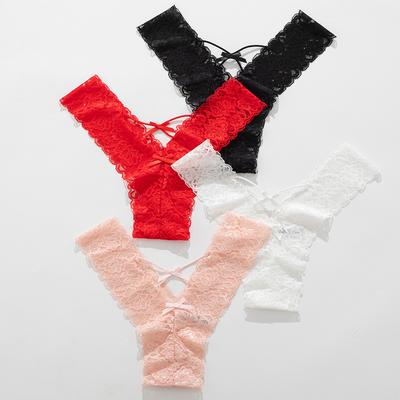 Damen Sommer Ultra Dünn Neu Sexy Spitze Jacquard Baumwolle Schritt Atmungsaktiv Keine Spuren am Bund Dreieck Slip