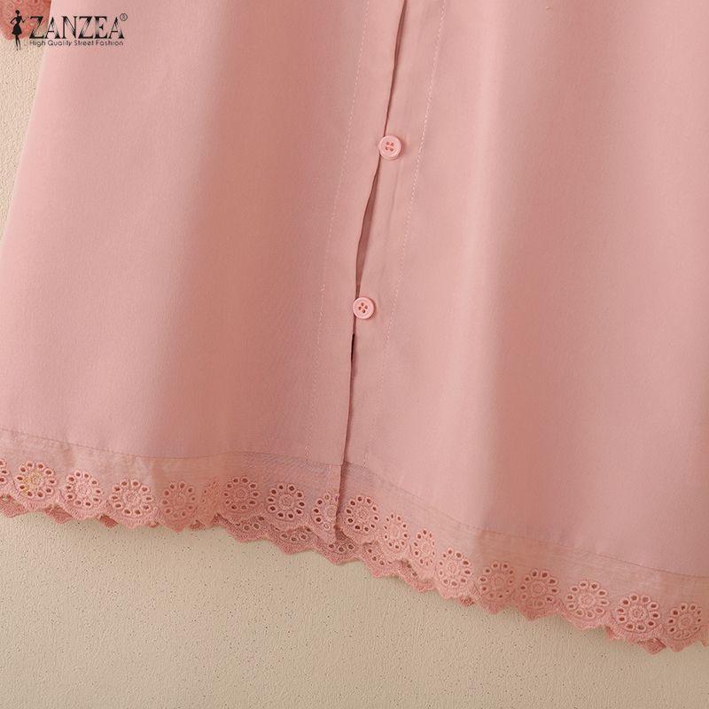 ZANZEA Dam Casual Rund Hals Sommar Kortärmad Blus
