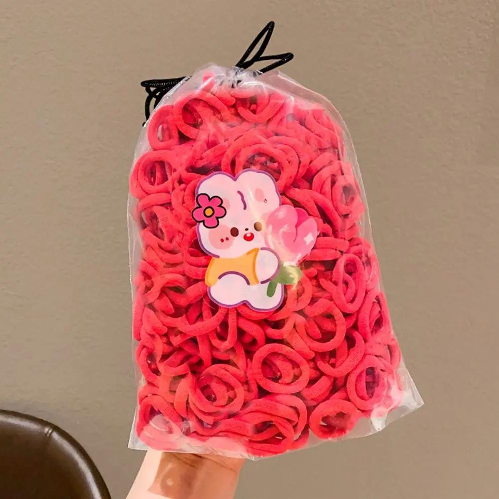 

100pcs Brown Black Children s Headband Set Cute MIni Finger Hair Tie High Elastic Hairband Korean No Harm Candy Color Hair Rope