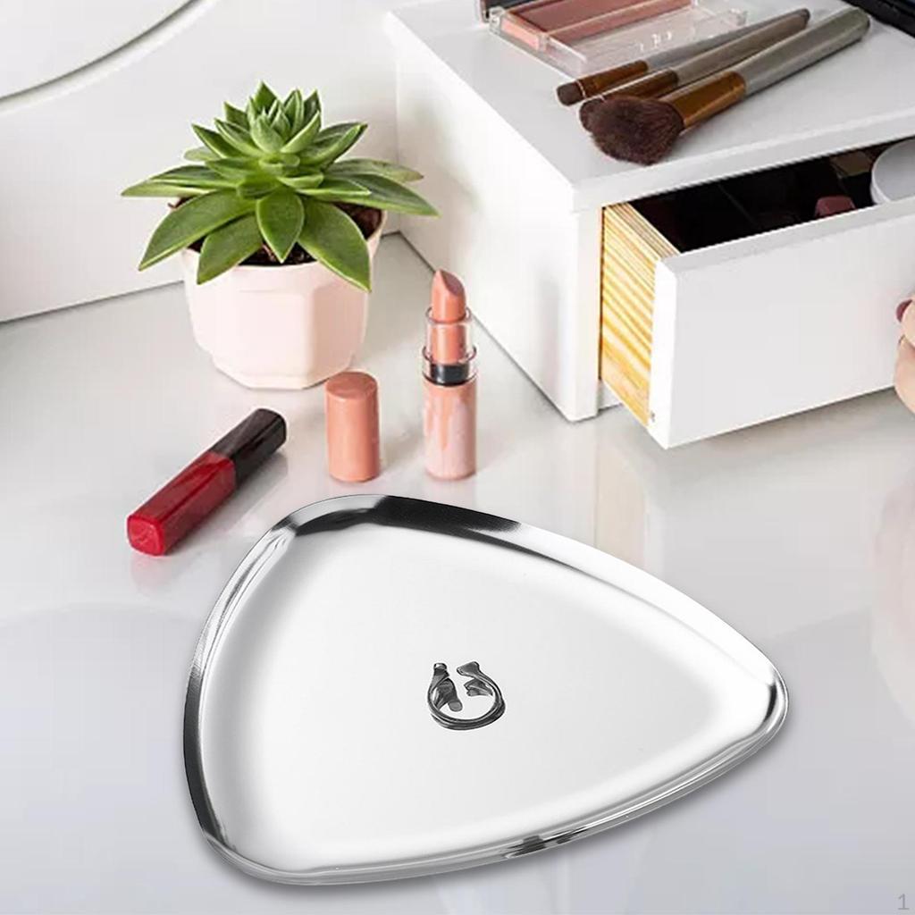 Smykkeskål Brett Kosmetikkoppbevaring Rustfritt Stål Enkel Toalettbord Sminkeorganisator