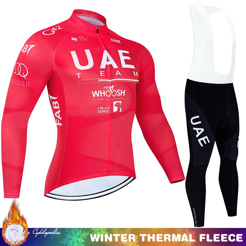 Cycling Clothing Man Bicycle Jerseys Men Sportswear Set UAE Winter Bike Jacket Thermal Fleece Jersey Men's Blouse Mtb Bib Suit