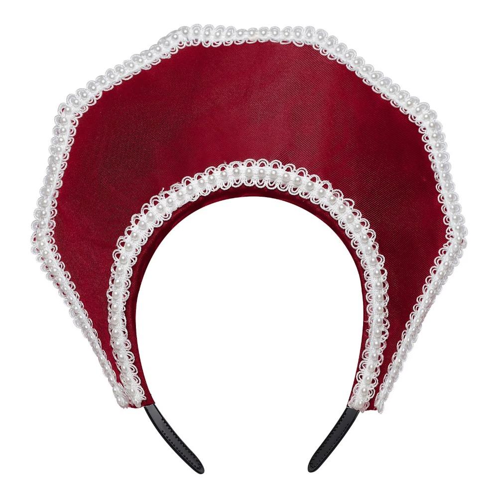 Fascia Corona di Velluto con Bordi di Perle Finte Morbida Fascia per Capelli Vintage con Perle Cosplay di Halloween