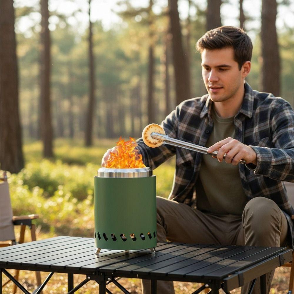 Anti-corrosive Camping Firewood Stove Stainless Steel Teapot Furance Practical Firepit Party