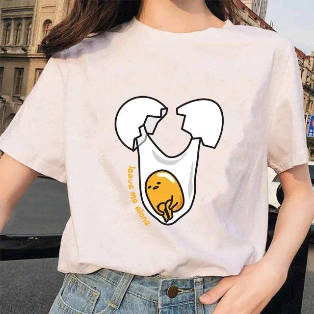 Harajuku Faules Ei Gudetama Aufdruck Damen Kinder T-Shirt Kurzarm Kawaii Gothic Weibliches Ästhetisches Oberteil Harajuku Stil Kleidung