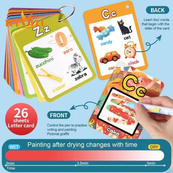 1 Set Alphabet Water Coloring Cards Educational Learning Toy Develop Hand Strength And Visual Perception Skills Paint Toys for Kids