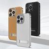Adjustment Bracket Luxury Leather Case for iPhone 16 Pro Max Plus 15 Pro 14 13 Plating Len Bumper Magnetic Charging Phone Cover