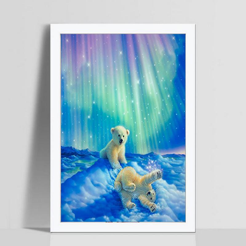 

Набор для творчества HUACAN. Алмазная мозаика, декор для дома с белыми медвежатами 30*40 cm