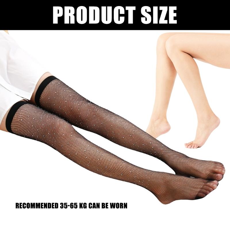 Overknee-Netzstrümpfe mit Strassverzierungen Ausgeschnittene Oberschenkelhohe Socken für Damen Clubwear Strumpfwaren