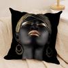 Schwarz Gold Afrikanische Dame Frau Stil Kissenbezug Weicher Plüsch Doppelseitig Sofa Kissen Kissenbezug | Ganzjahres Dekoration Geschenk