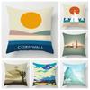 American Style Abstract Retro Cartoon Landscape Pillow Case Short Plush Soft Living Room Bedroom Sofa Decorative Cushion Cover