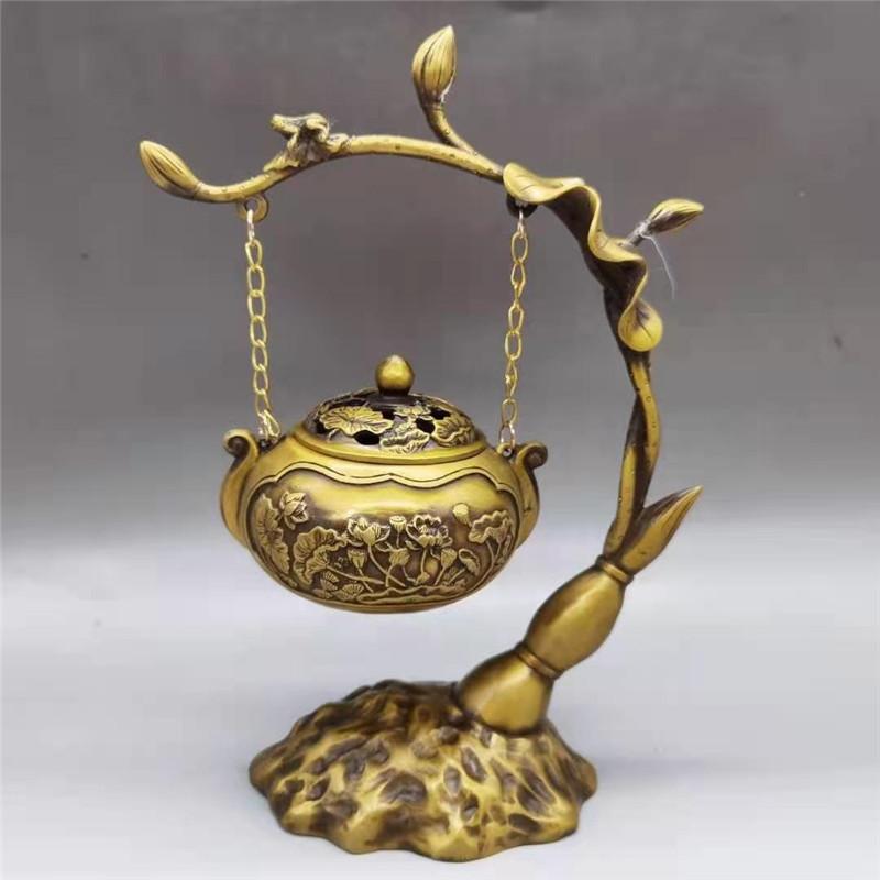 

Brass Good Luck Continuous Ornament Coil Zen Sandalwood Incense Burner Creative Craft Hanging Burn aboutHigh29cm1kg