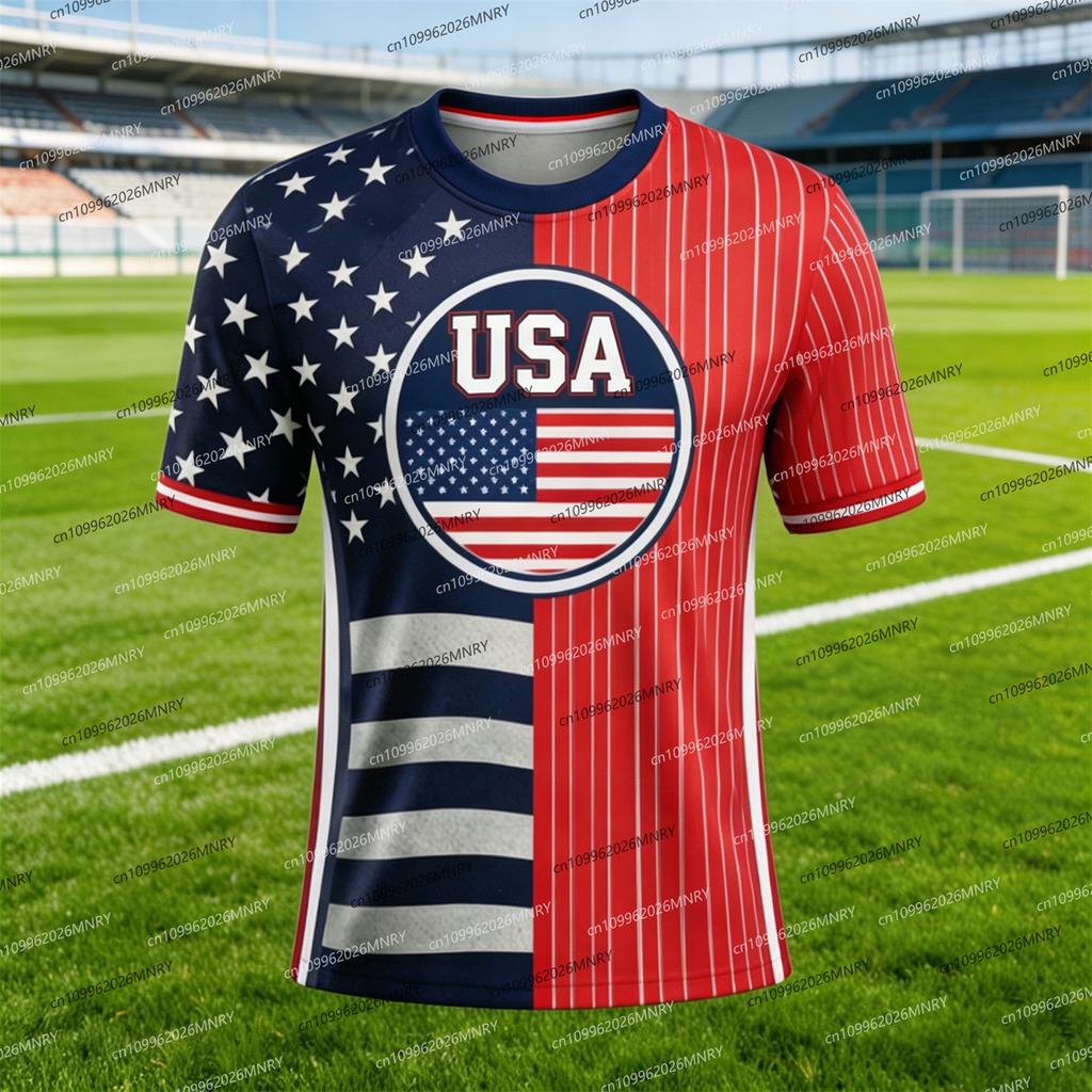 2026 USA Flagge Emblem T-Shirt Herren T-Shirt Amerikanisches Fußballtrikot T-Shirts Für Herren Mode Herrenbekleidung USA Trikot Fan Trikot