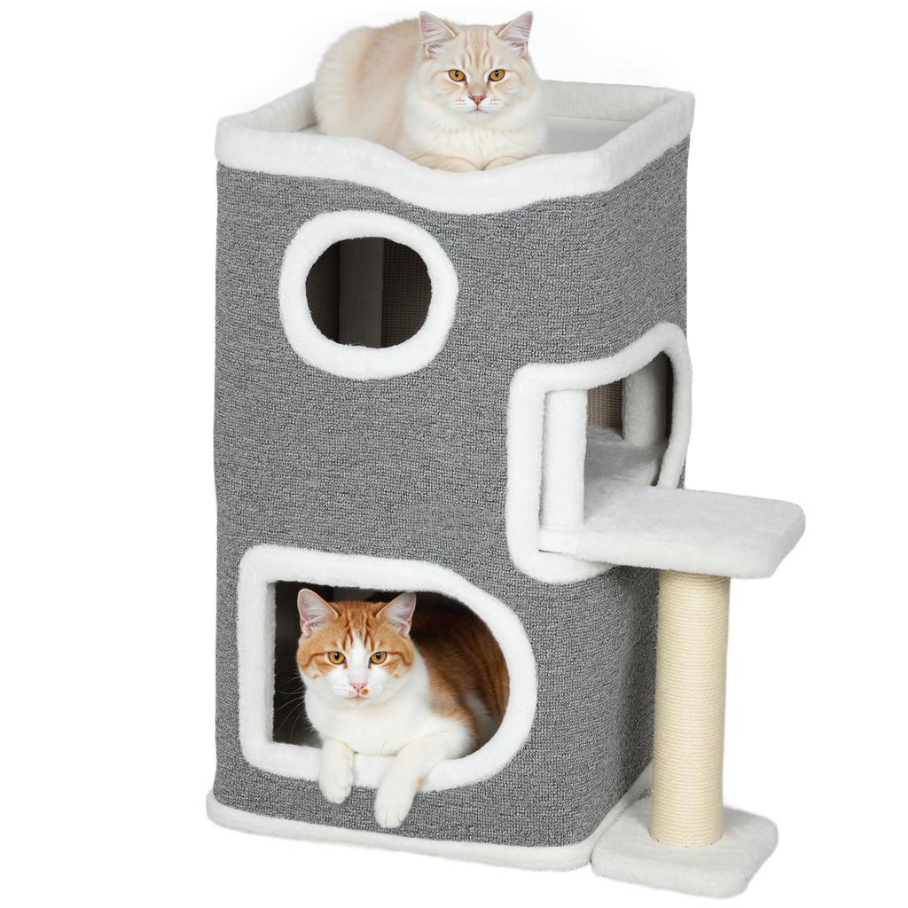 75 cm Cat Tree, Cat Tower Condo for Indoor Cats with Scratching Post, Jumping Platform, Grey