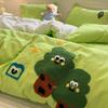 Cartoon Cotton Towel Embroidered Comforter Set Machine Washable Bed Linen Bedding Spring New Soft Breathable Fitted Sheet