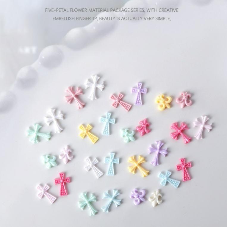 100Pcs/set Nail Art Accessories Resin Punk Dopamine Color Cross Shape Nail Art Jewelry DIY Nail Decor