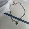 Titanium Steel Heart Pendant Necklace With Cross Chain For Women And Men
