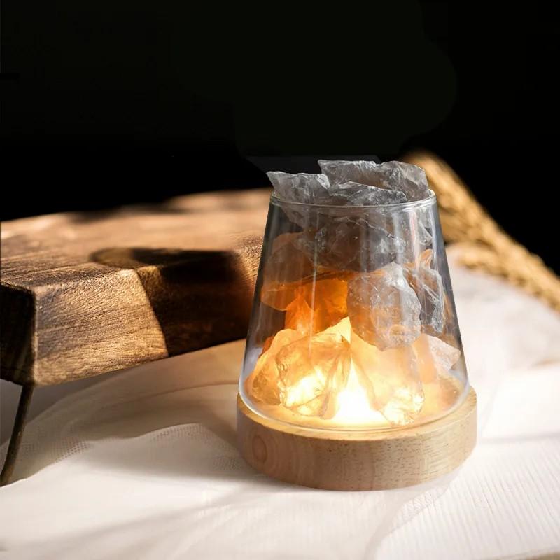 D2 Novelty Natural Himalayan Salt Table Lamp Night Light Natural Raw Stones Crystal Essential Oil Diffuser Light Gift Decor Lamp