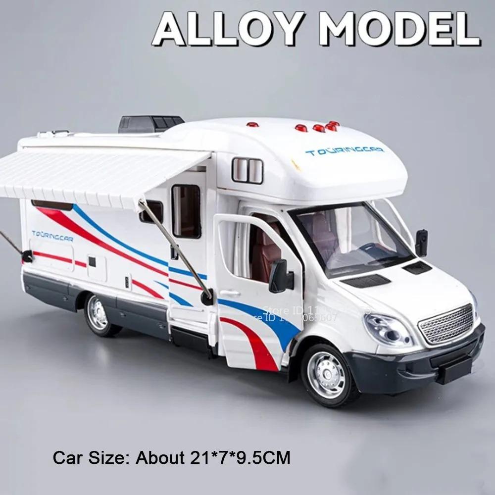 1:32 Scale Camping Rv Model Car Toys Metal Diecast F150 Pickup Trucks Sound Light Doors Opened Pull Back Ornament For Kids Gifts