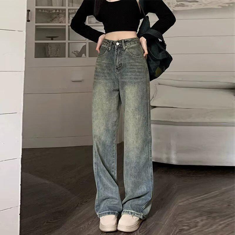 Unisex Retro Vintage Wide-Leg Ripped Hem Jeans - High Street Style 3XL