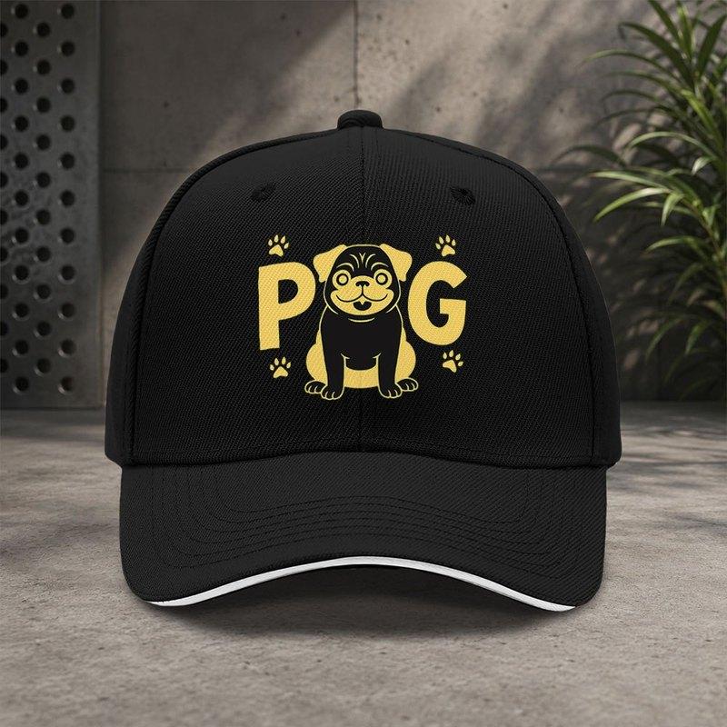 Pug Dog Pattern Adjustable Baseball Cap Unisex Lightweight Casual Sports Party Hat Fashion Trendy Gift