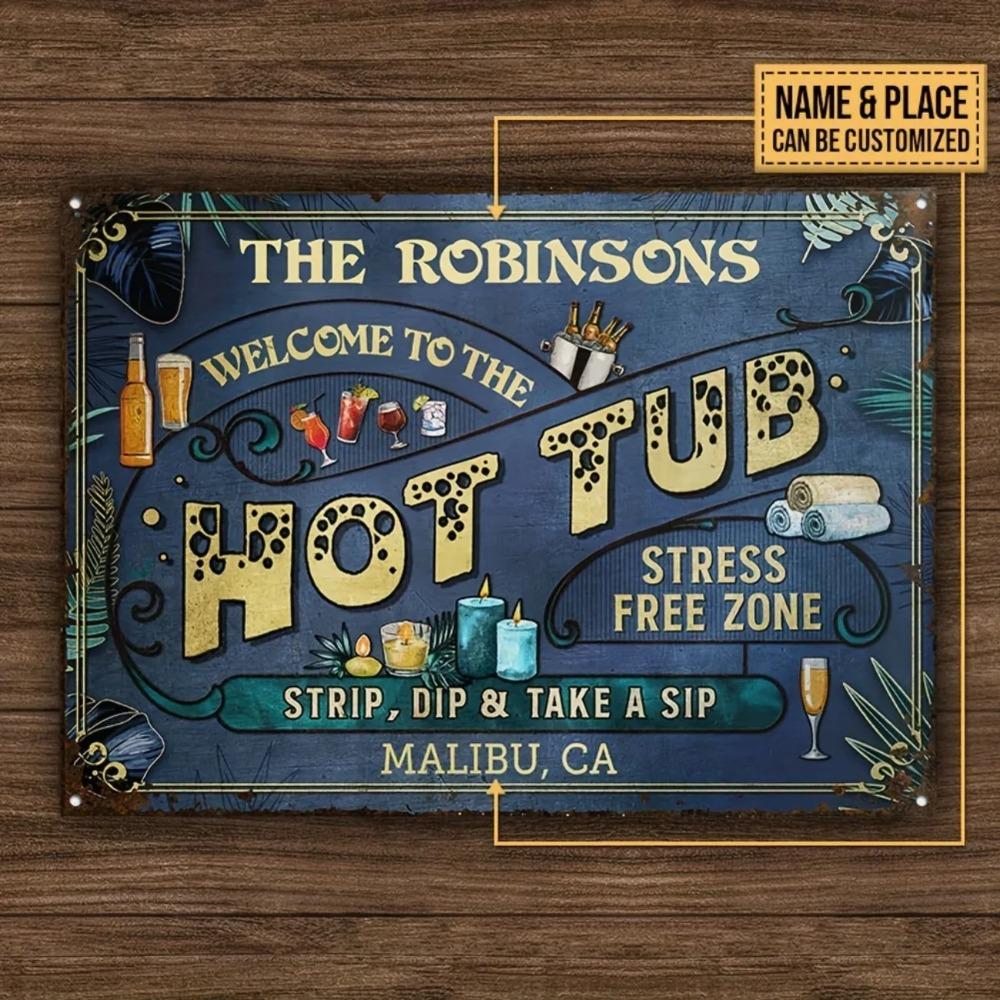 Custom Spa Welcome Metal Sign Waterproof Home Decor