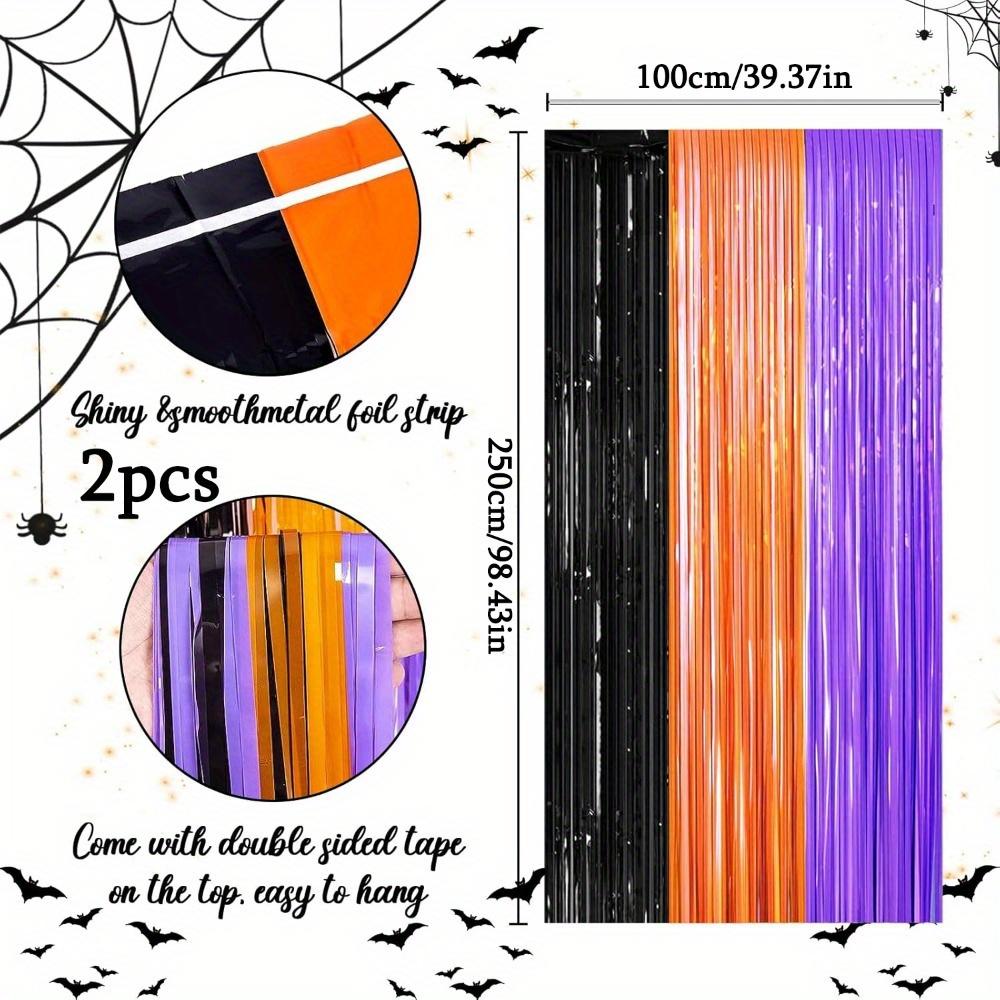 

2 шт. Оранжевые Фиолетовые Черные Металлические Дождики Фольгированные Шторы Реквизит для Фотобудки для Хэллоуина Дня Рождения Свадебного Девичника Праздничные Украшения 2pcs