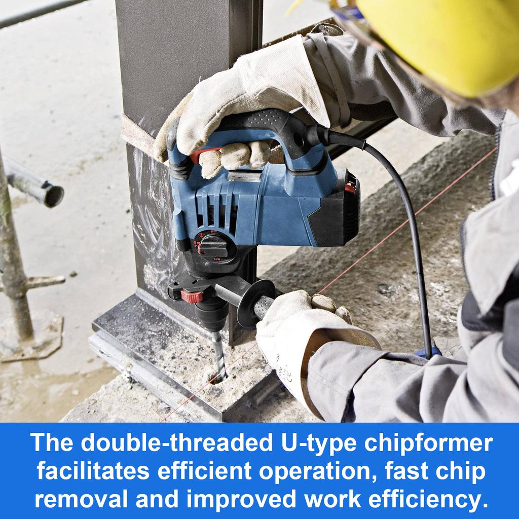 10PCS SDS Plus Hammer Drill Bit Set 5mm~12mm Concrete Cross Drill Bits for Granite, Walls, Ceramic Tile, Stone, Concrete