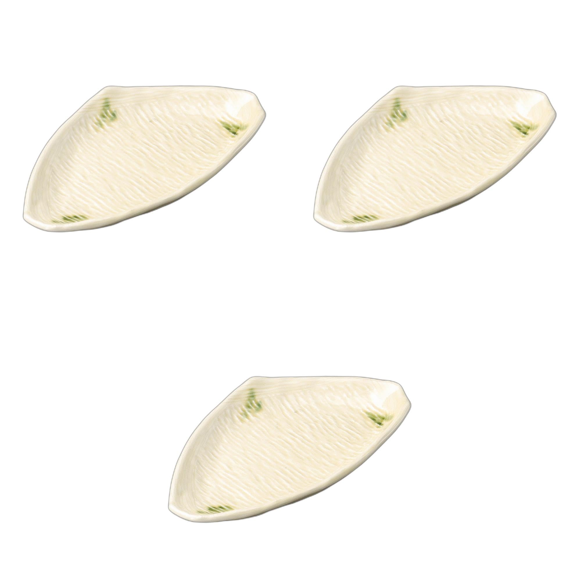 

Set of 3 Yellow Glazed Oribe Nagashi Triangular Plates x 13 x Irregular Shape Ceramic Setomonohonpo 7.5cm [22.5 2.5cm] Plates, Reinforced,